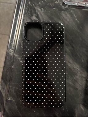 Black Polka Dot Phone iPhone 15 plus / 14 plus
